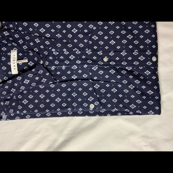 Sandro Blue casual western-style shirt Size 2XL 100%cotton, Long Sleeves. NEW - Picture 4 of 4